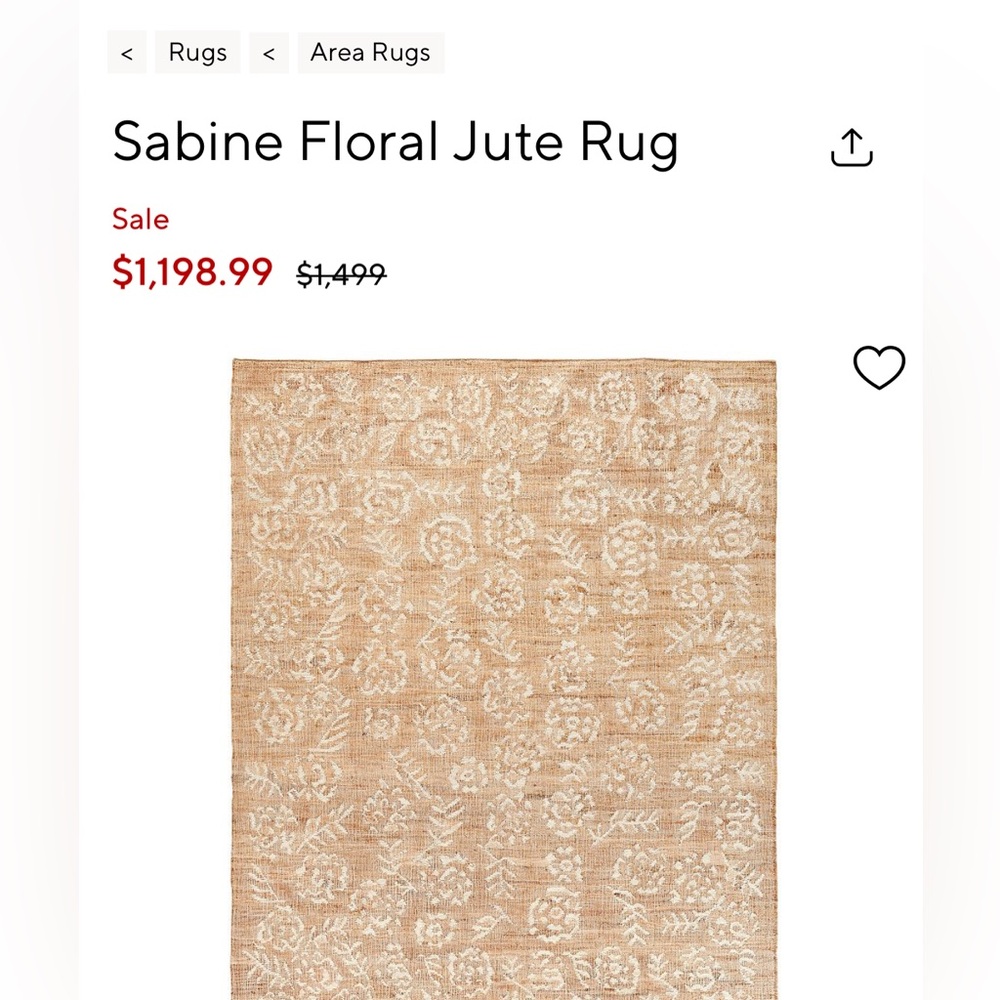 Floral Jute Rug in Natural & Ivory 8x10